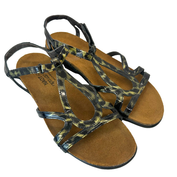 Naot Dorith Women Gladiator Sandal US 8 Leopard‎ Suede Leather Hook & Loop Strap - Picture 1 of 16